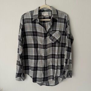 Current/Elliott Black and Gray Casual Button Down flannel Shirt size 2 Western